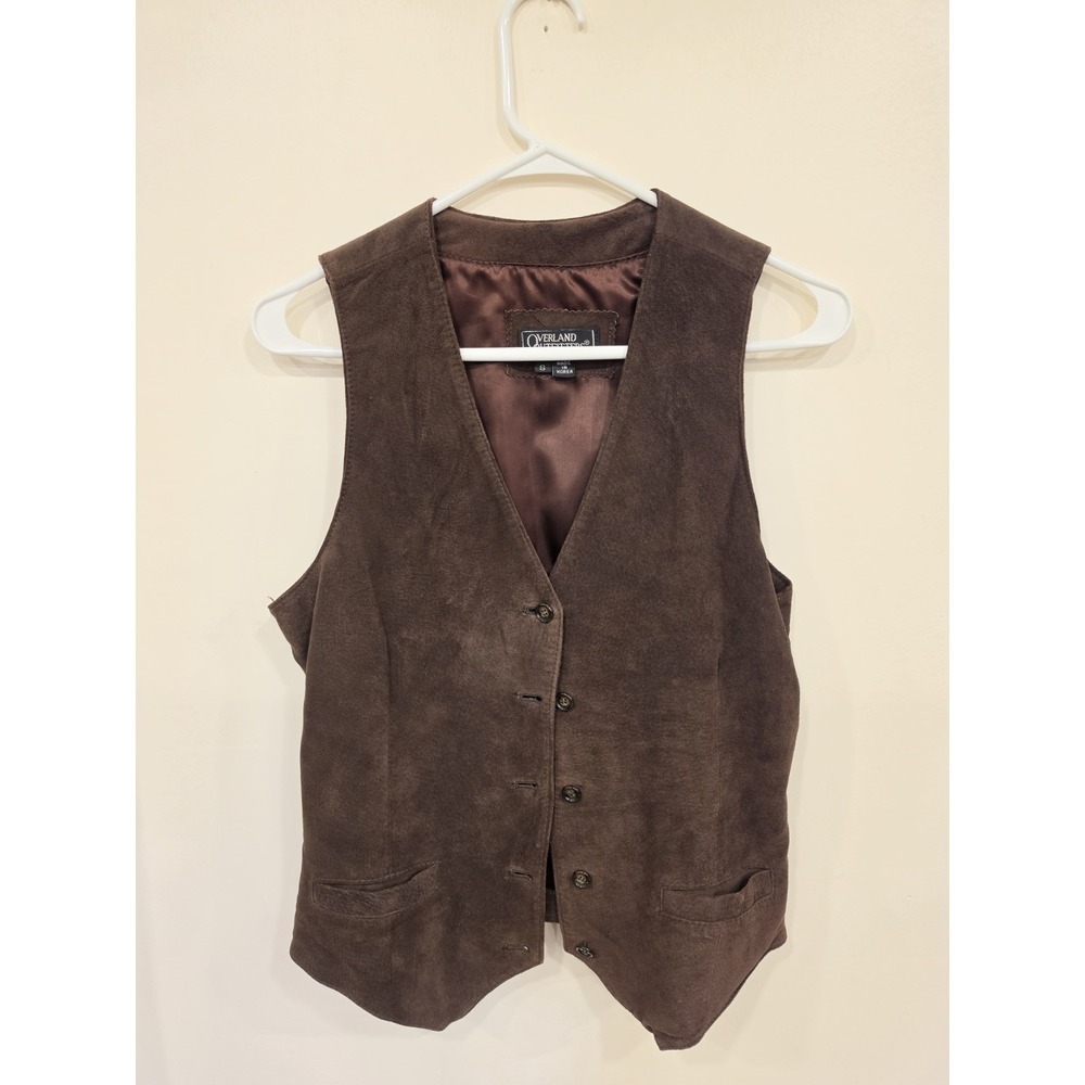 Vintage Overland Outfitters Brown Suede Leather Vest Western Ranch Cowgirl